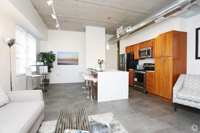 2 BR, 2 BA - living room/kitchen - Trianon Lofts