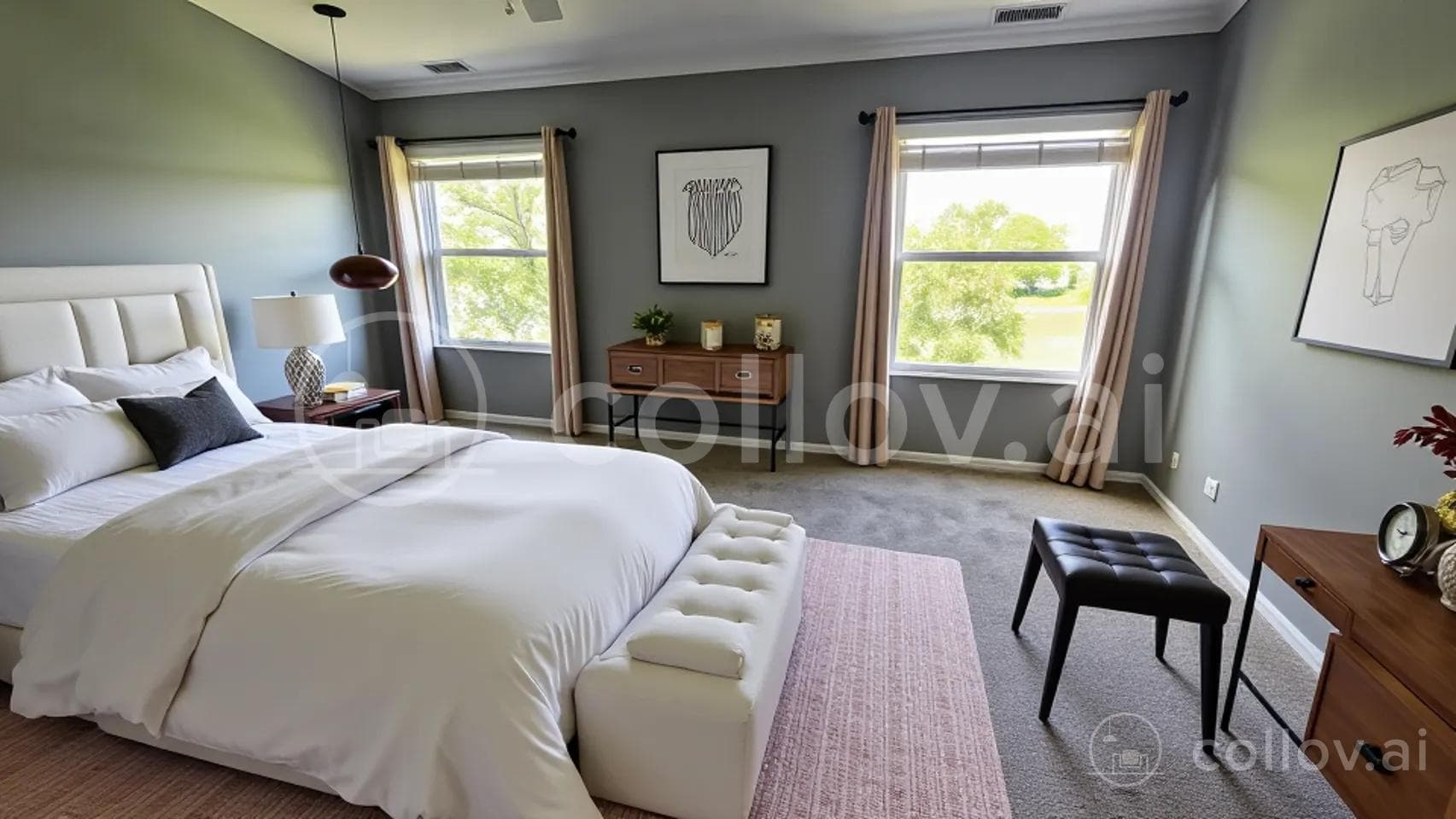 Primary bedroom virtually staged - 2807 Stonewater Dr