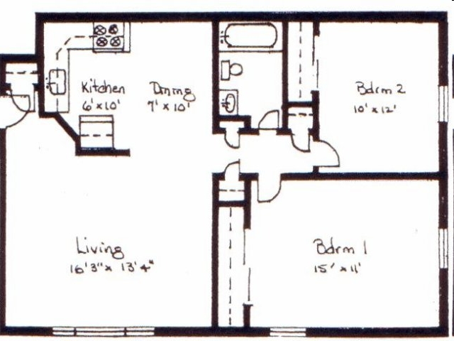 2BR/1BA - Princeton Apartments