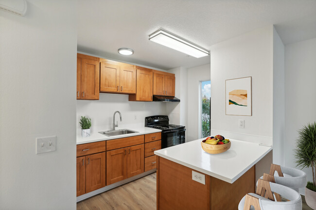 Experience elegance in this contemporary kitchen, perfect for culinary creativity. - Alturas Vose Townhomes