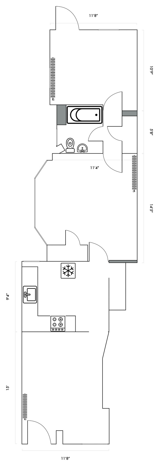 Unit 1 - Floor Plan. - 1242 S 51st St