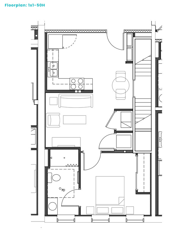 Floorplan-ONE BEDROOM 1x1-50H_H204 - Valley House Flats 55 Year and Older