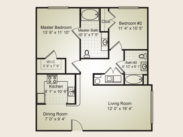 2 Bedroom / 2 Bath / 1023 Sq.Ft. - Alexandria Park Apartment Homes