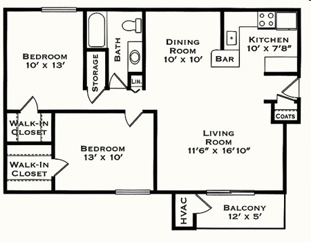 2BR/1BA - Bay Pointe Apartments