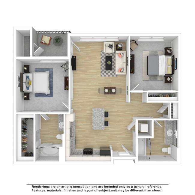 Two Bedrooms with Two Baths - City Lofts Apartments