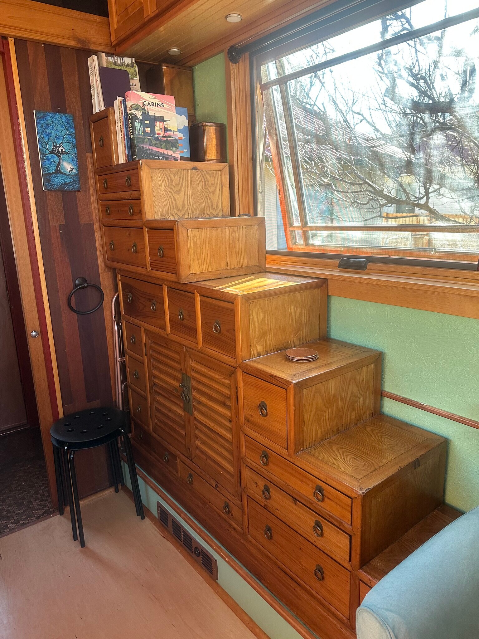 The Japanese tansu storage cabinet includes 18 drawers and a cupboard - a place for everything! - 833 Valencia St
