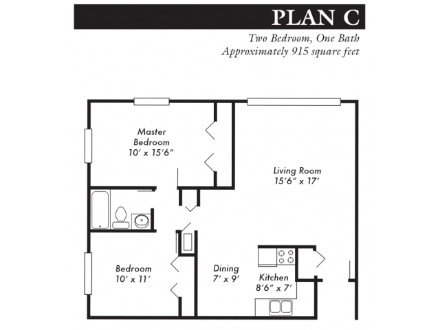 Plan C, 2-bed, 1-bath - Clifton Estates