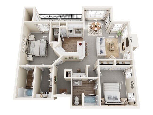 Renoir Floor Plan | 2 Bedroom with 2 Bath | 1157 Square Feet | Stonebriar of Frisco | Apartment Homes - Stonebriar of Frisco