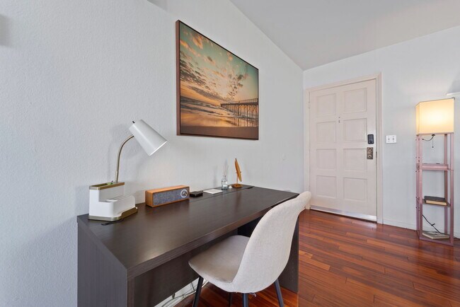 Desk, chair, bluetooth speaker - 709 Agate St