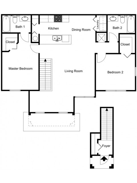 Oleander with Sunroom - Two Bedroom, Two Bath, 2nd Floor - Walker Woods