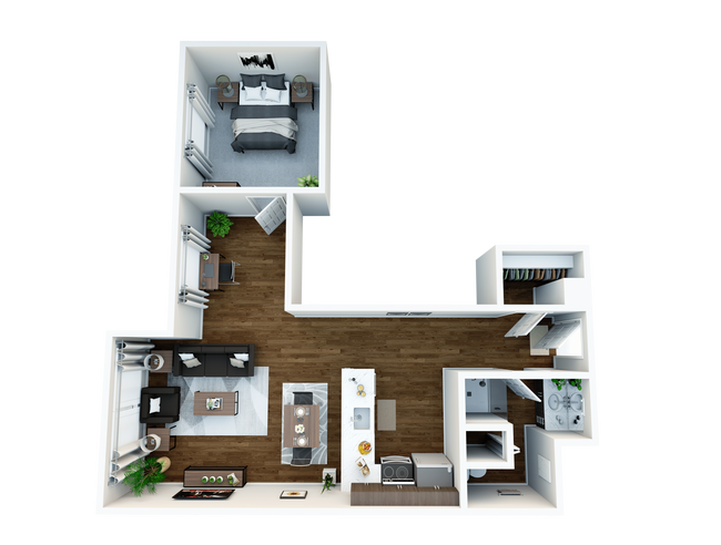 Lakeview-1bed1ba-3D - Lakeview Apartments