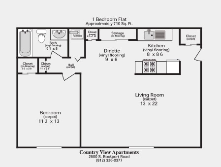 1 BR approx 710 - Country View Apartments