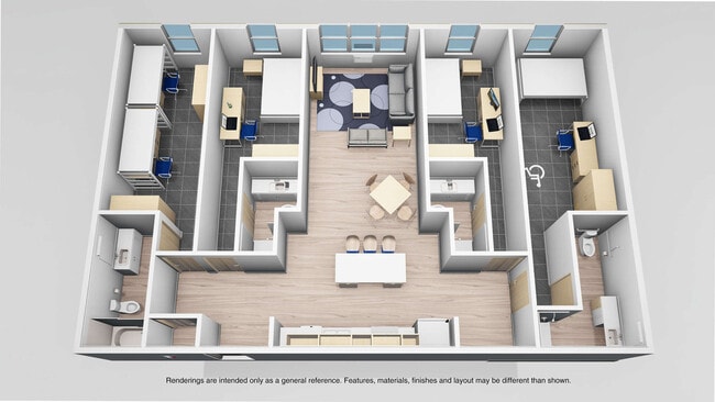 E1 Quad B - 4bd/5person (rendering) - The Elements