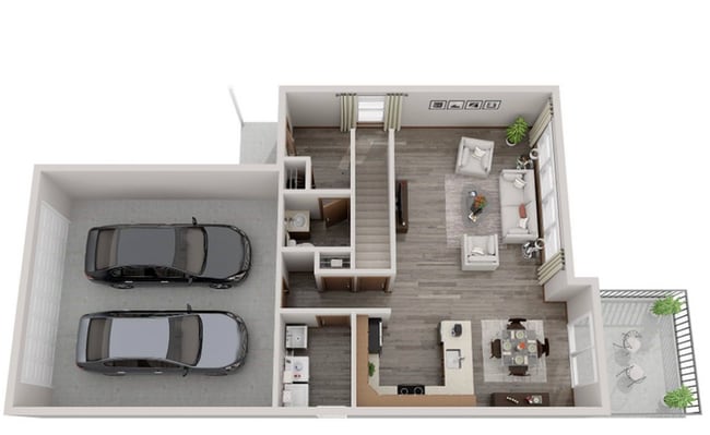 Mountaineer Townhome Floor 1 - Residences at Indian Trail