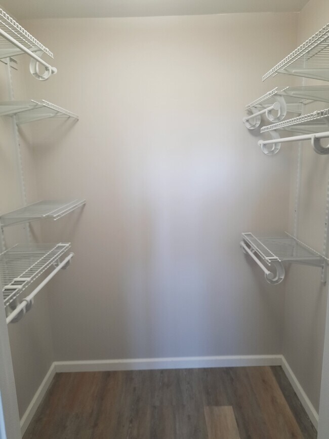 En-suite walk-in closet with adjustable closet organizers. - 434 Clinton Pl