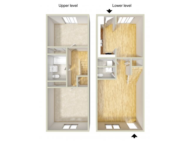 Two bedroom townhome floor plan - Rolling Glen Townhomes and Apartments