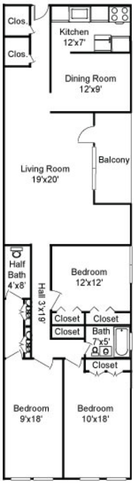 3BR/1.5BA - Pinebrook Apartments