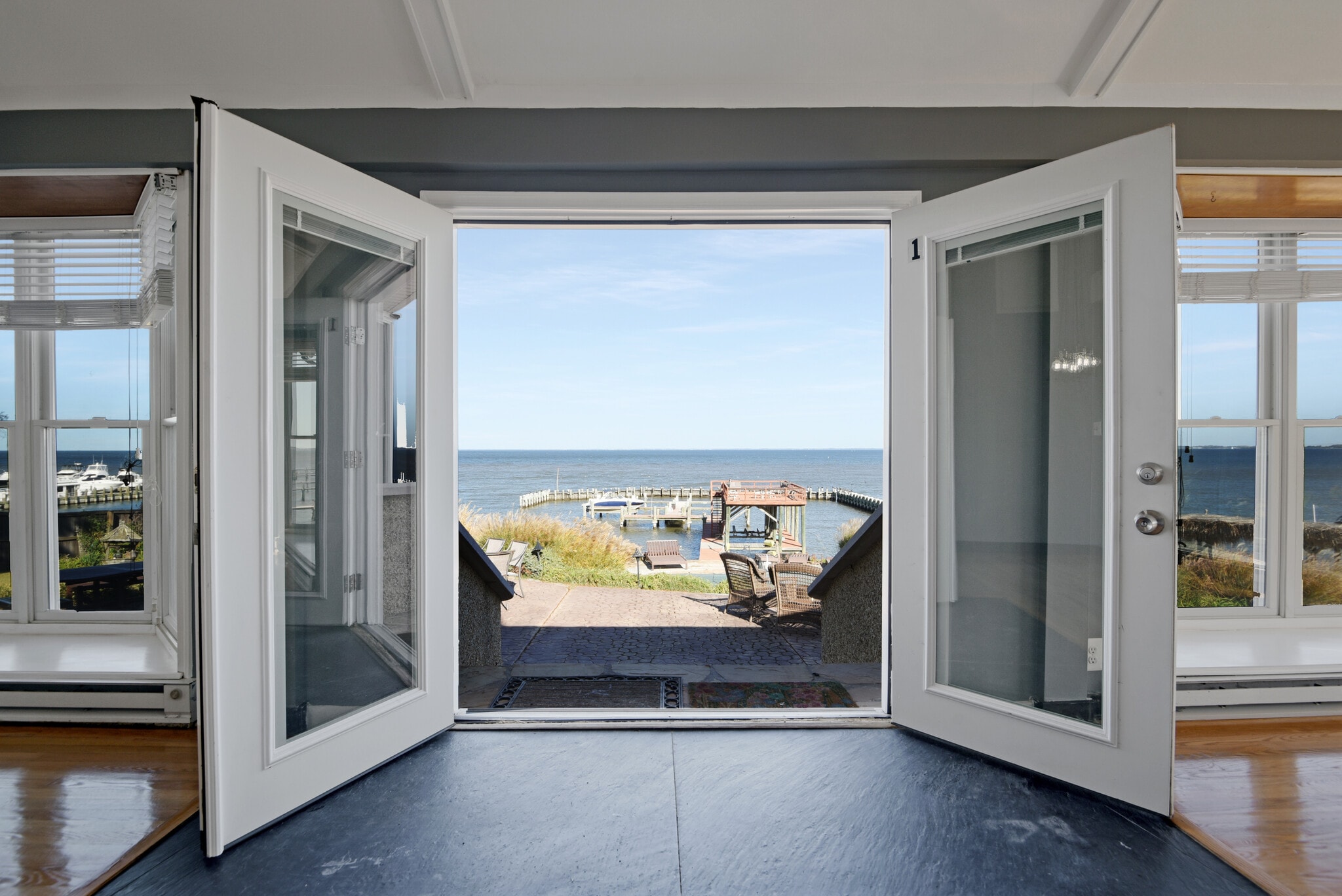 double door entrance with built in blinds - 1301 Rogers Rd