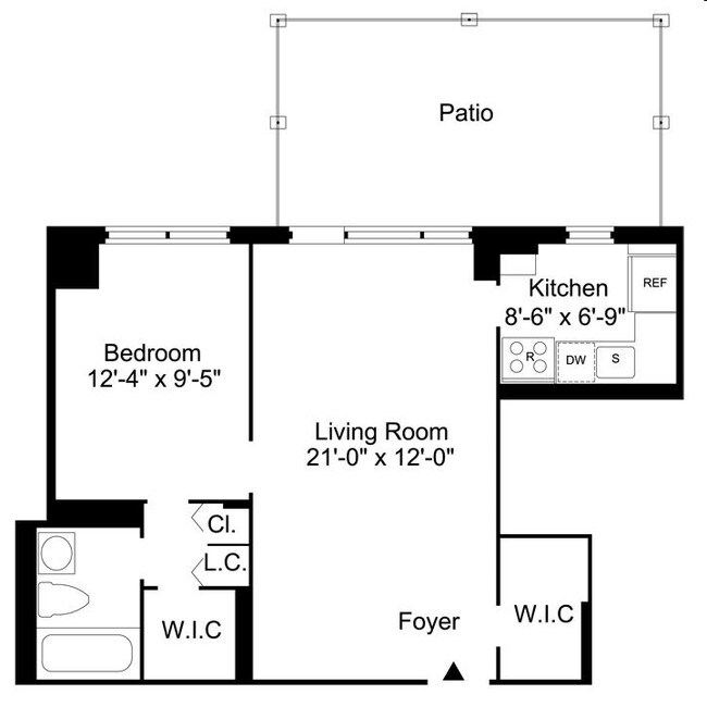 1BR/1BA - The Cambridge