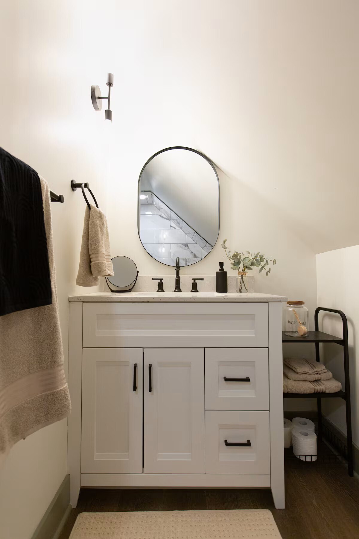 Bright, airy bathroom with new custom tile shower - 18115 Nottingham Rd