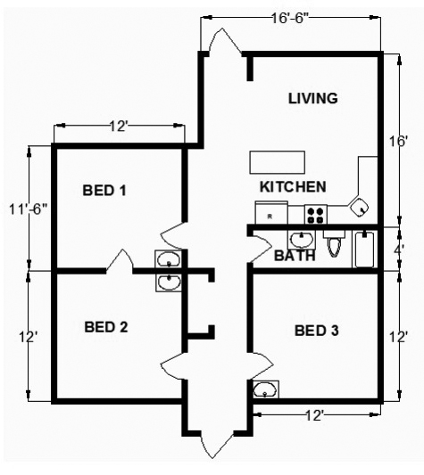 3BR/1BA - Campus Flats