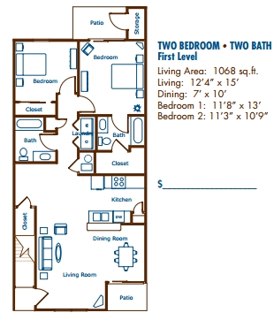 2BR/2BA First level - Stoneridge Apartment Homes