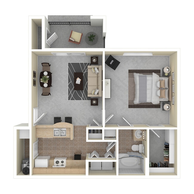 A2 3D Floor Plan - Eastland Trails Apartments