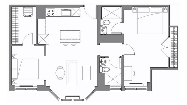Two Bedroom with Two Bathroom - The Abington