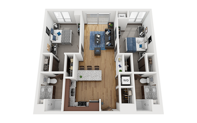 B4-2x2-Floor-Plan-The-Bridges-Dinkytown-Student-Apartments-Minneapolis-MN - The Bridges Dinkytown