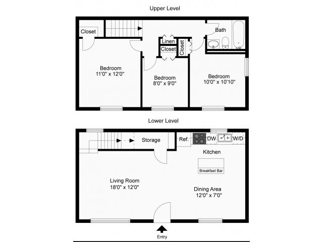 Three bedroom townhome floor plan - Greenville on 141 Apartments & Townhomes