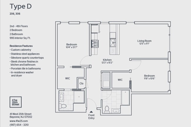 Type D Floor Plan - 41 West 25th Street