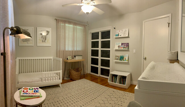 Bedroom 2 with custom chalkboard closet doors - 604 Joyce Ln