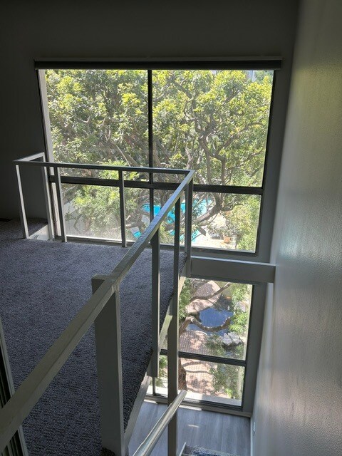 View of pool/koi pond from loft - 1440 Veteran Ave