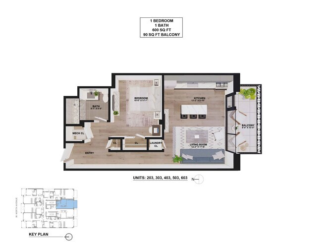 Unit 203,303,403,503,603 Floor Plans - 157 W North Ave