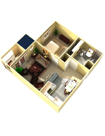 1 BR 1 BA Floor Plan - Union Square Senior Apartments