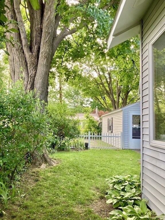 Backyard with off street parking and detatched garage - 59 Monroe St