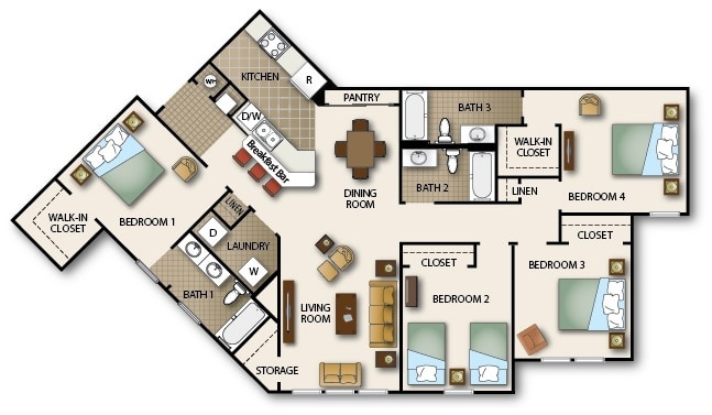 Floorplan - Osceola Bend Apartment Homes