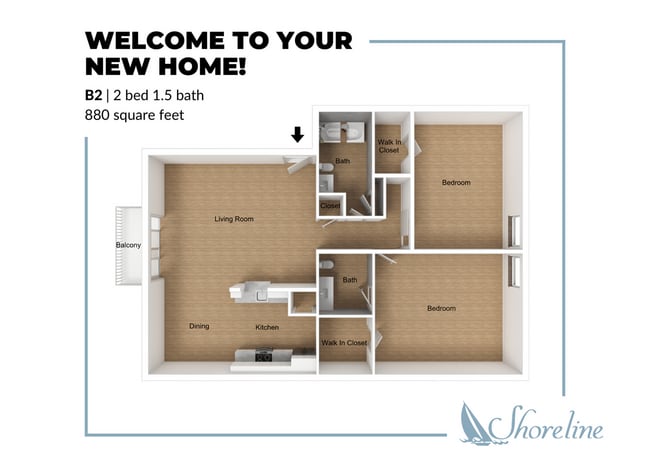 B2 Floor Plan - Shoreline Apartments