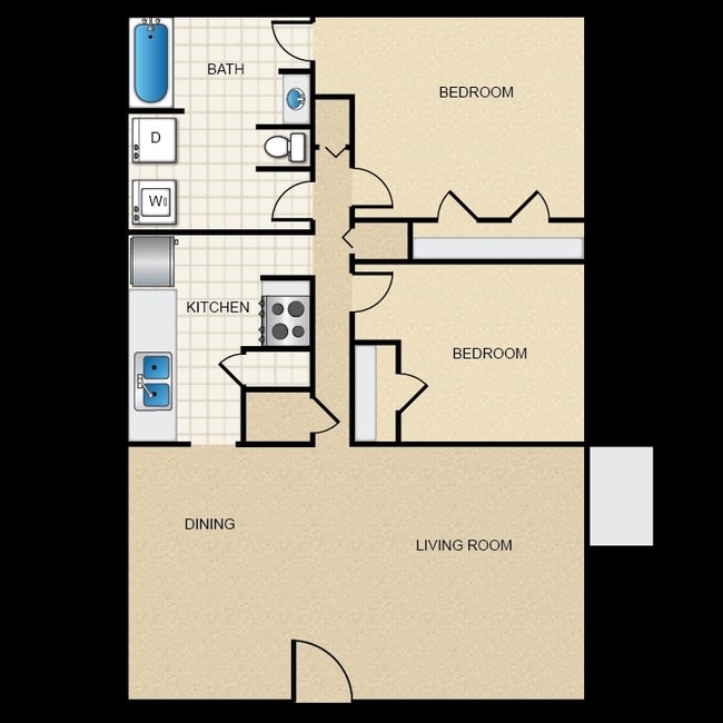 2BR/1BA - Woodside Village