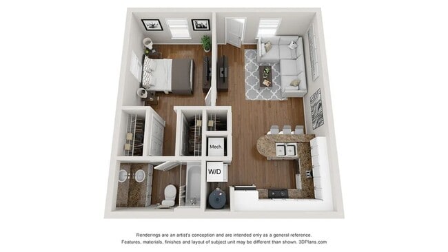 A photo of our 1x1 floor plan, The Carolina. - Adele Place