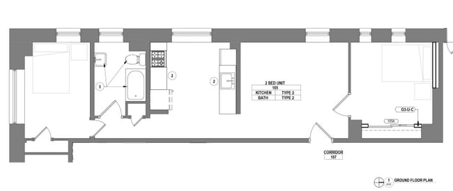 1500 Pine - Apt 105 Floor Plan - 1500 Pine