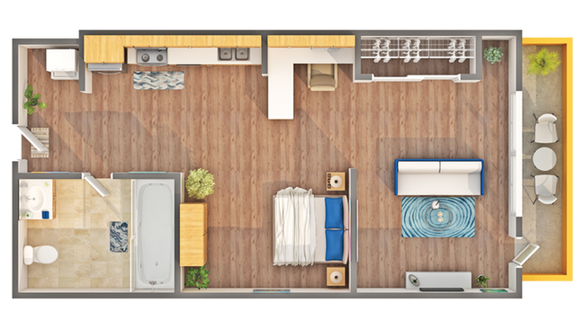 S3 Studio Floorplan - Unit 308 - Arrive Seaside II