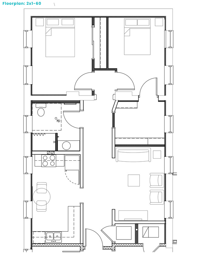 Senior Affordable Apartment, 2x1-60 at Valley House Flats active 55+ senior apartments. - Valley House Flats 55 Year and Older