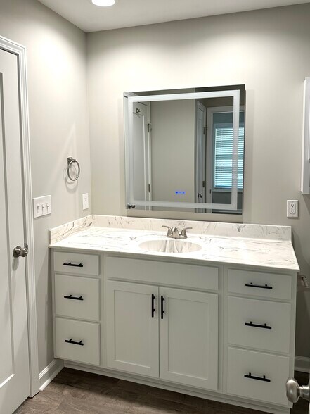 Counter height vanity, LED mirror (anti-fog/lighting controls), soft close cabinet doors/drawers - 2217 Kenwood Blvd SE