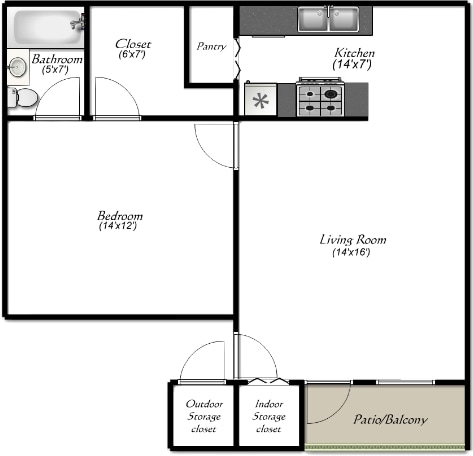 1BR/1BA - Creekside Apartments