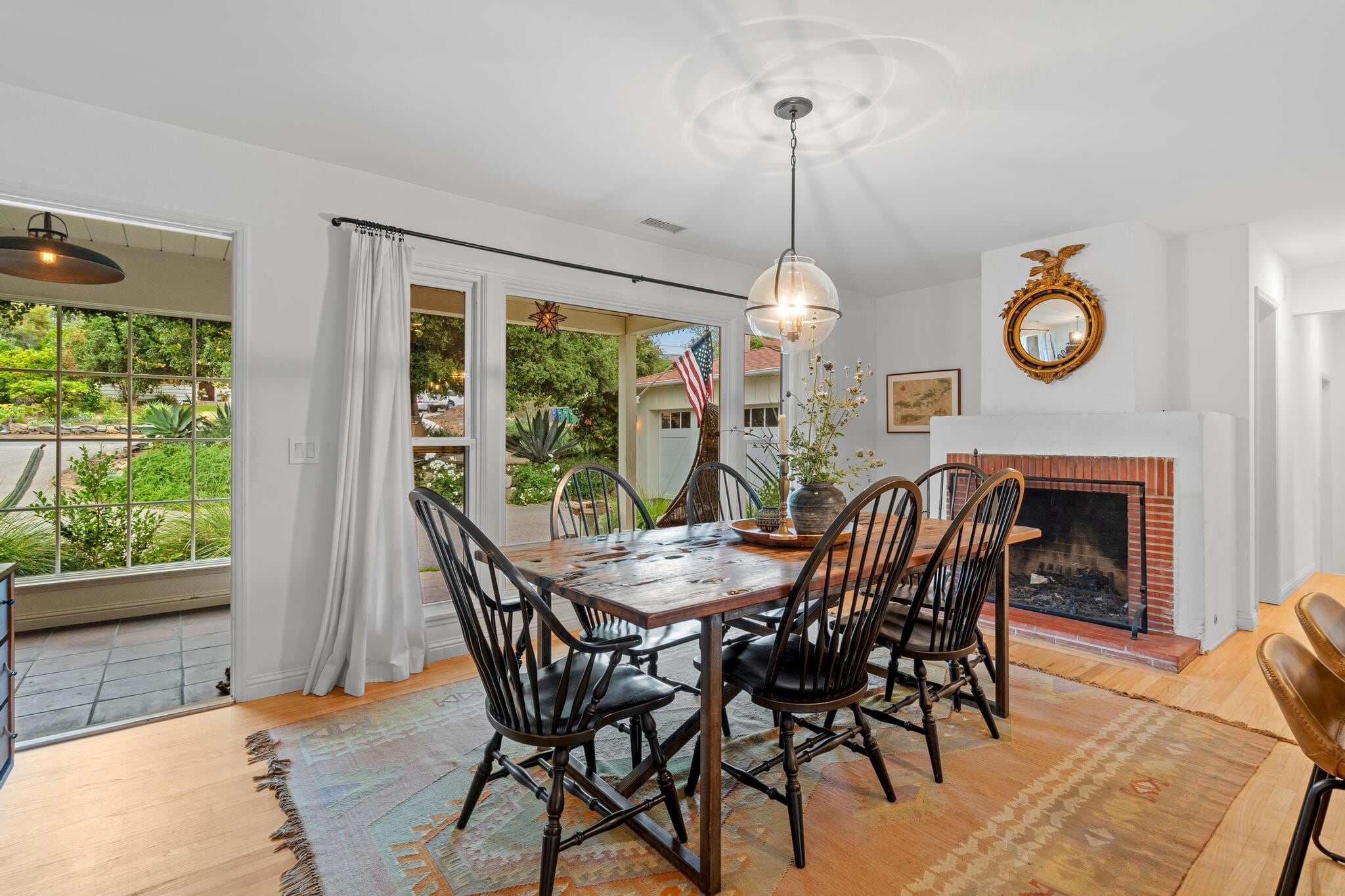 Dining room with wood burning fireplace - 2697 Wilson St