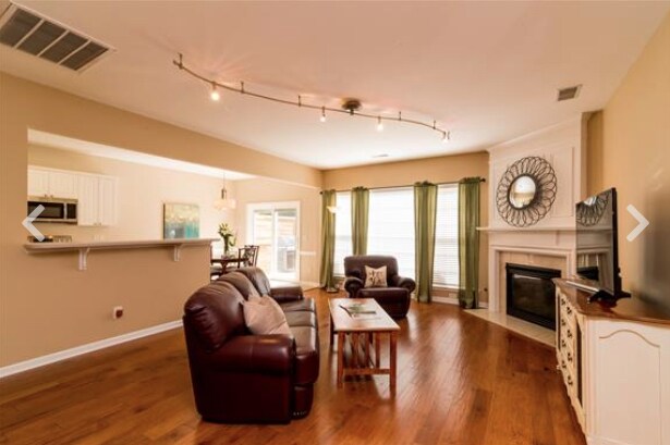 Hardwood floors with fireplace - 217 Brushy Creek Ln