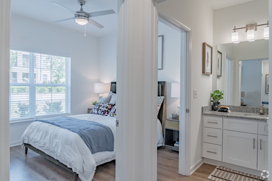 3BR, 2BA - 1,118SF - Primary Bathroom - Raleigh Exchange