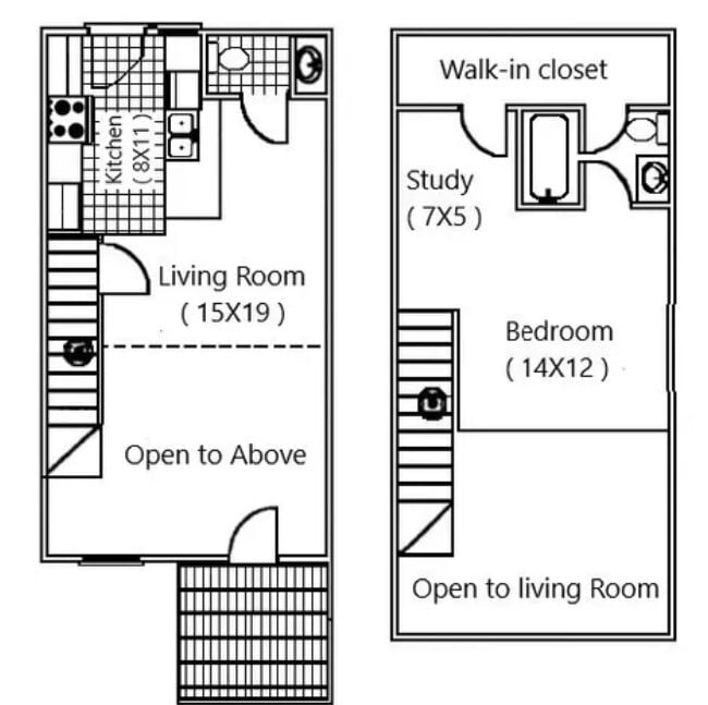 One Bed Large Loft 838 sq ft - University Village Student Housing