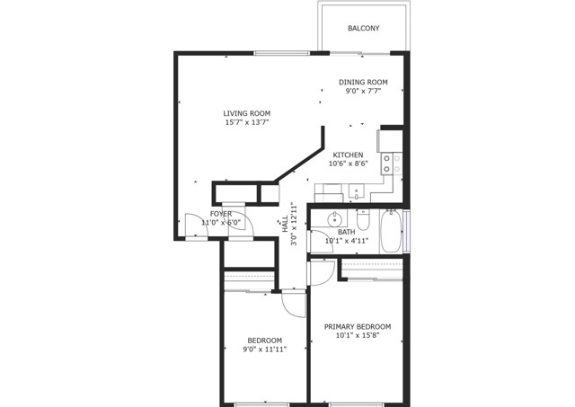 Two Bedroom One Bath - Tacoma Gardens Apartments